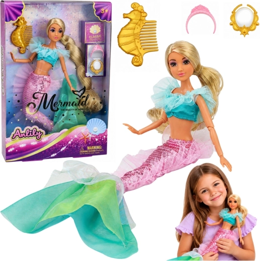 Zeemeerminpop Anlily 30 cm met glinsterende staart en accessoires