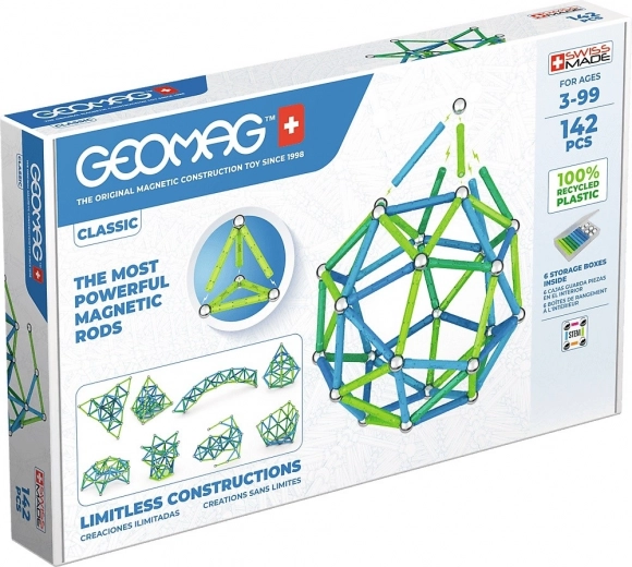 Geomag Classic Recycled magnetische bouwset 142 onderdelen – blauw en groen