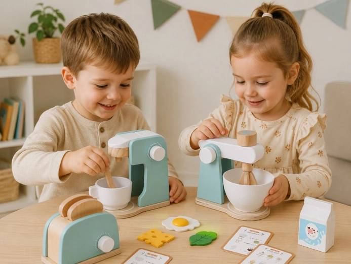 Houten uitvoering en pastel design