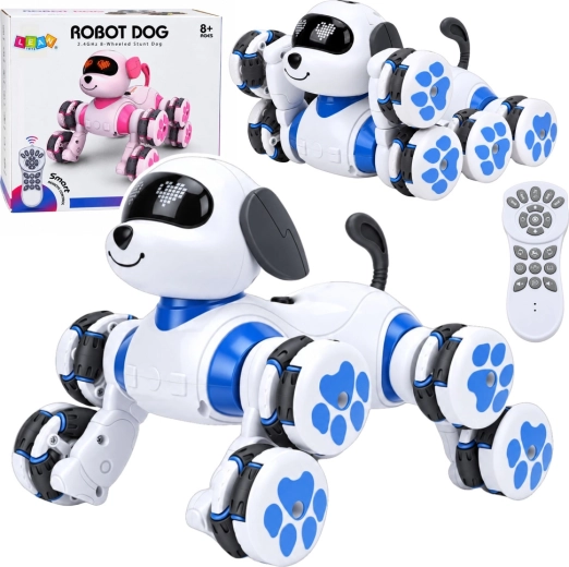 Interactieve robotachtige hond met afstandsbediening, 8 wielen en ledverlichting