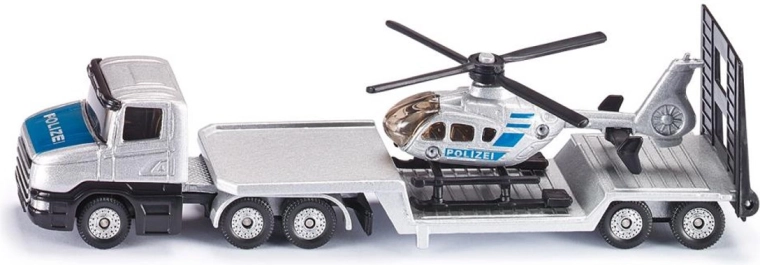 Siku trekker met oplegger en politiehelikopter