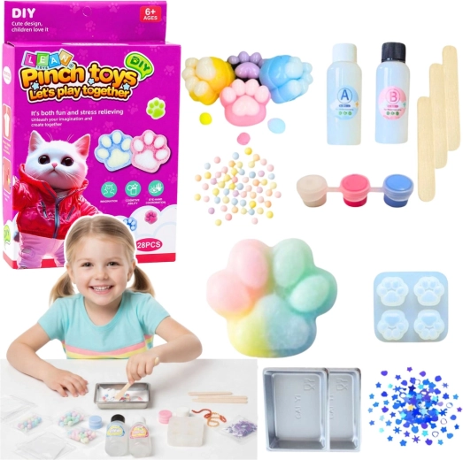 Creatieve DIY-set voor het maken van squishy kattenpootjes, 28-delig