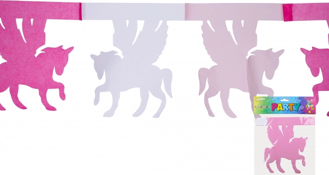 roze-witte papieren slinger 3 m – eenhoorn