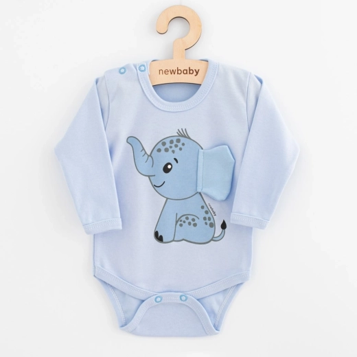 Babyromper met lange mouwen New Baby Happy Elephant blauw 74 (6–9 maanden)