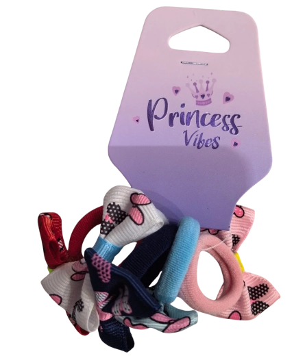 PINK set haarelastiekjes met strikjes, 5 stuks