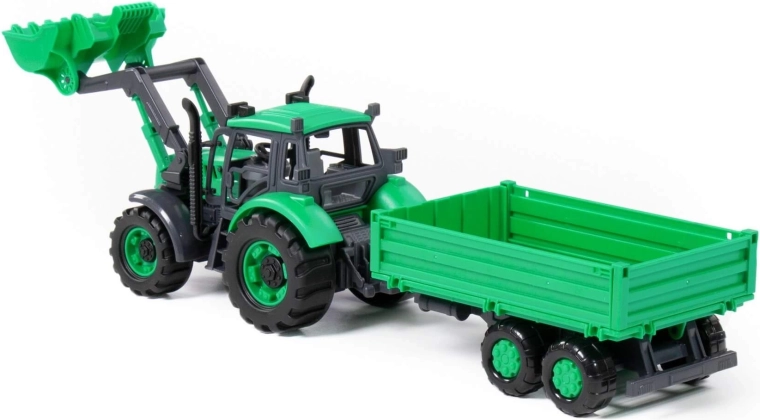 Werkende lader en openende motorkap