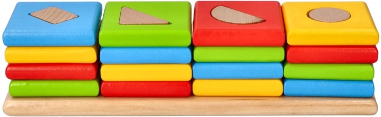 GOKI houten puzzel – 4 gekleurde vormen-torens