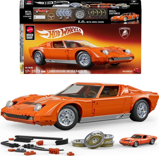 Mattel Brick Shop Hot Wheels Speed Series ’71 Lamborghini Miura P400 SV bouwset 1524 onderdelen