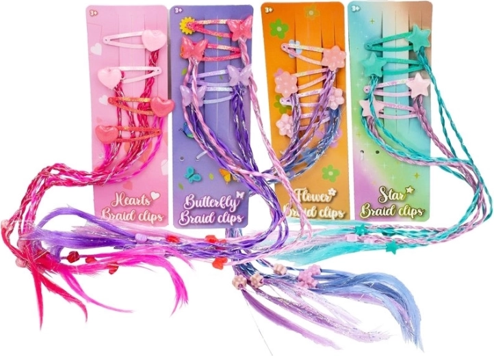 Kinderhaarclips met kleurrijke vlechtjes – set van 4 stuks