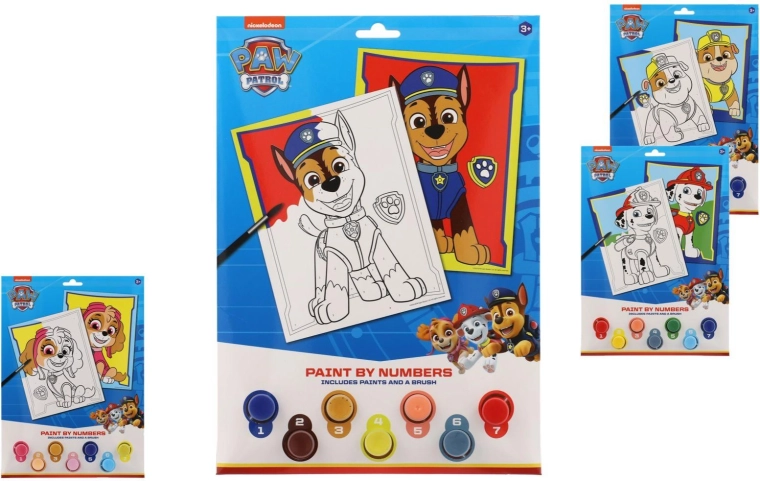 Schilderen op nummer A4 Paw Patrol met verf - 1 stuk