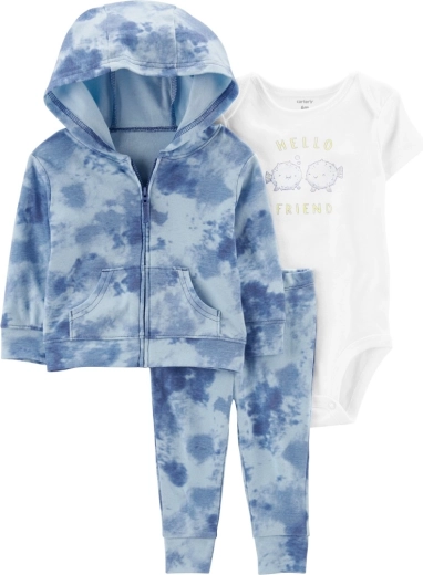 Carter's driedelige set voor meisjes Pink ocean – sweatshirt, legging en rompertje met korte mouw