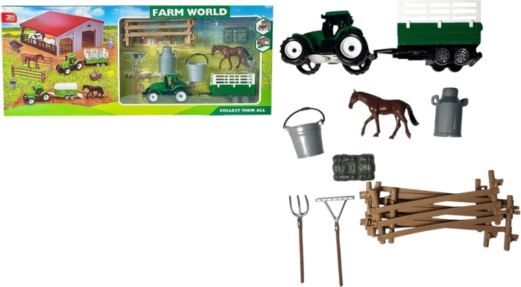 Boerderijset met boerderijdieren, tractor en paardenfiguur