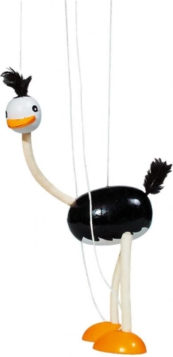 Houten marionet Struisvogel