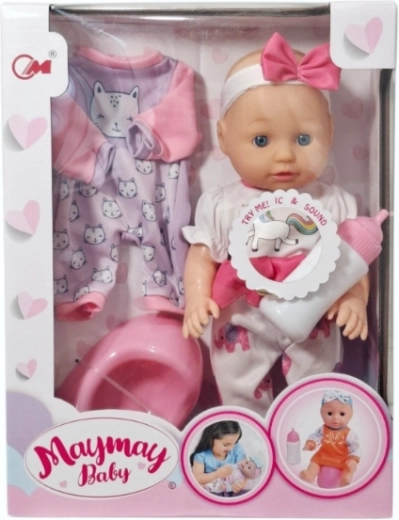 Baby-pop met plasfunctie en accessoires - 1 stuk