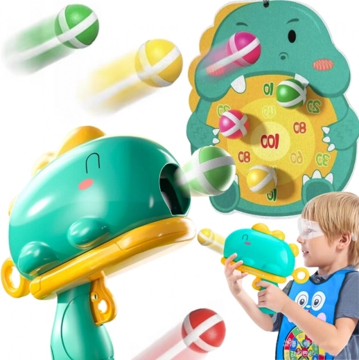 kinder spel met dartbord en pistool dinosaurus met klittenband WOOPIE