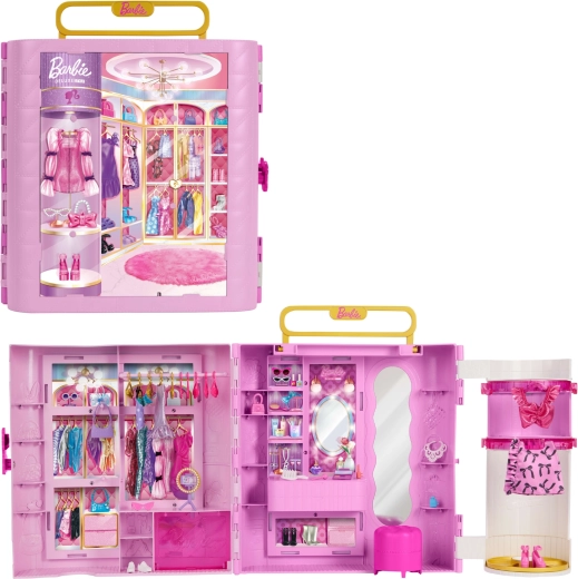 Mattel Barbie deluxe kledingkast voor kleding met kaptafel en accessoires