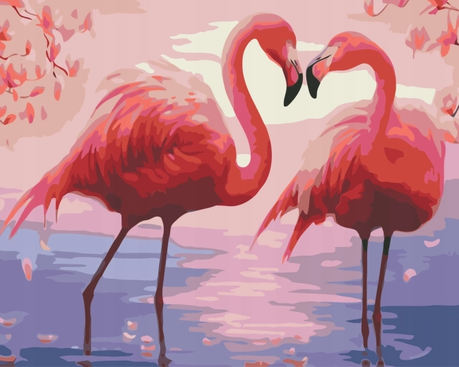 Norimpex Schilderen op nummer roze flamingo's 40 × 50 cm
