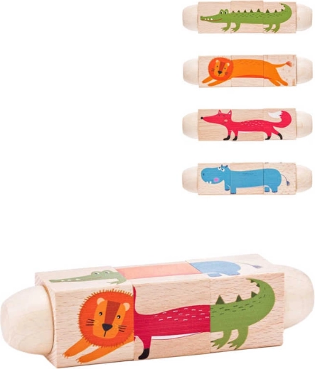Houten draaipuzzel Woodyland Twist met dieren