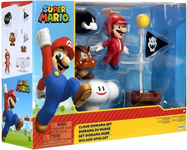 Super Mario wolk-diorama met figuurtjes