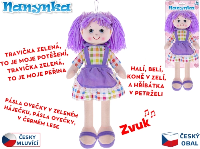 Interactieve stoffen pop Nanynka 50 cm