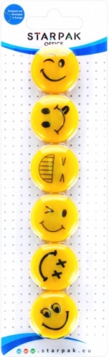 Smiley-magneetjes 3 cm (verpakking 6 stuks)