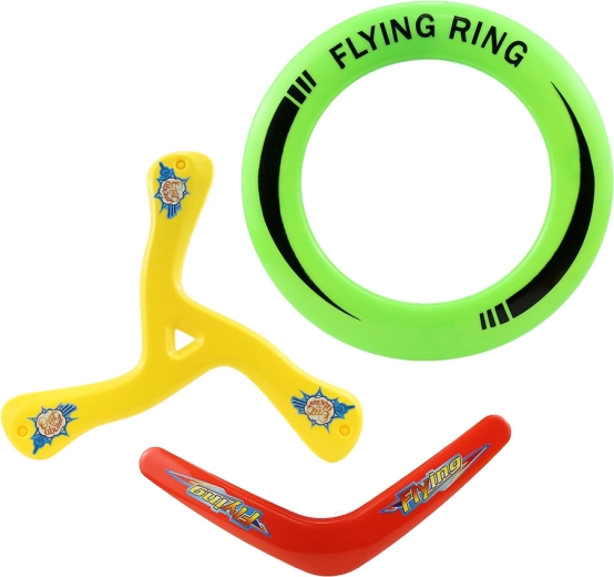 Buitenset vliegende schijven – set van 3 stuks (ring, boemerang, drievoudige boemerang)