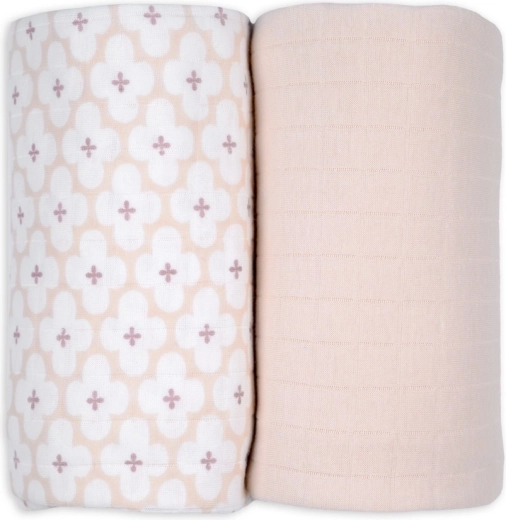 Lodger swaddler van biologisch katoen 110 × 110 cm (2 stuks) – matcha/powder