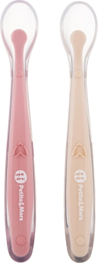 Petite&Mars siliconen lepeltjes met etui, set van 2 stuks, Take&Match Sand/Rose 6m+