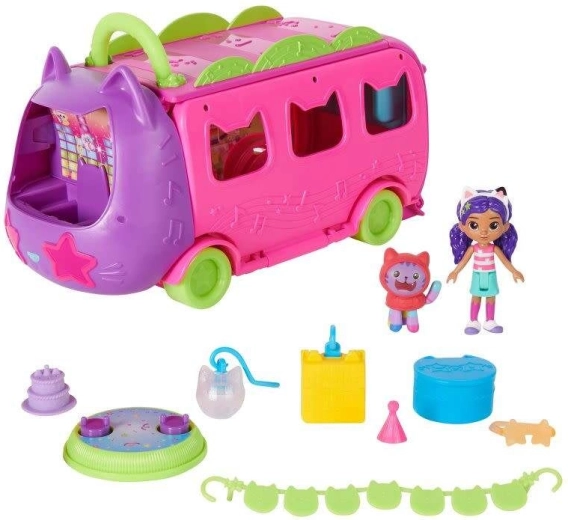 Openklapbare partybus met draaibaar podium