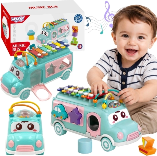 Muzikale auto met vormensorteerder en xylofoon WOOPIE BABY