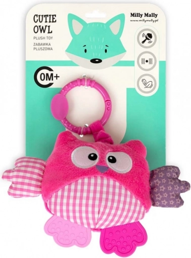 Hangende pluche uiltje Milly Mally Cutie owl roze - 1 stuk