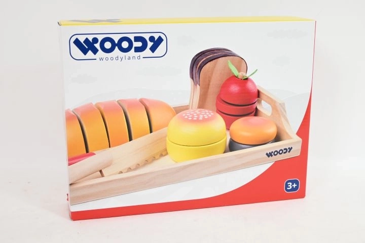 WOODY houten dienblad met ontbijt om te snijden - 1 stuk