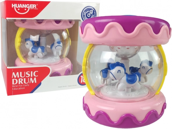 Interactieve Muzikale Trommel met Carrousel Roze