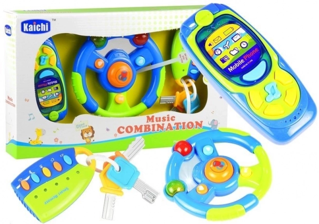 Interactieve muziekspeelset voor kinderen - stuur, telefoon en sleutels