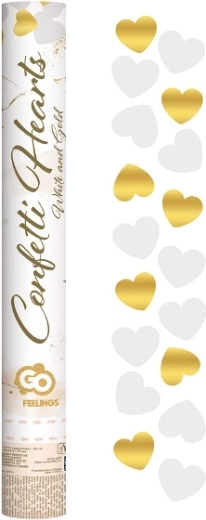 Pneumatische confetti – gouden en witte hartjes