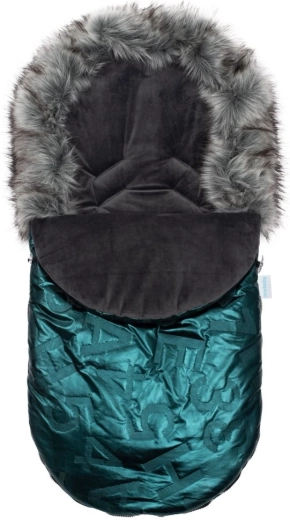 New Baby luxe wintervoetenzak met bontje groen
