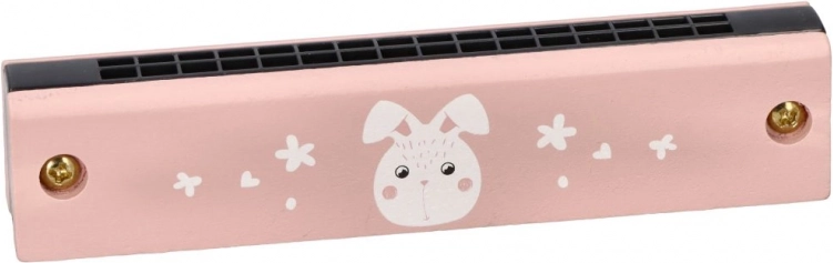 Roze mondharmonica voor kinderen met decor