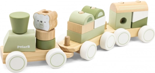 Polar B houten treintje met wagonnetjes en blokken