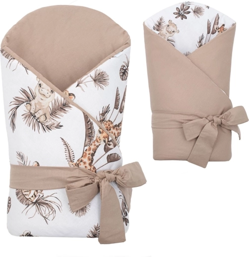 Dubbelzijdige babywikkeldeken NEW BABY Safari 80 × 80 cm