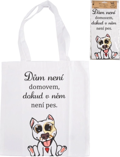 Katoenen tas DOG HOME wit 36 × 40 cm