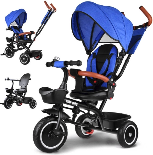 3-in-1 kinderdriewieler met zonnekap TINY BIKE – Blauw