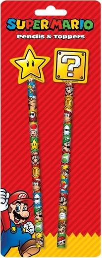 Schoolset potloden met gum en topper Super Mario
