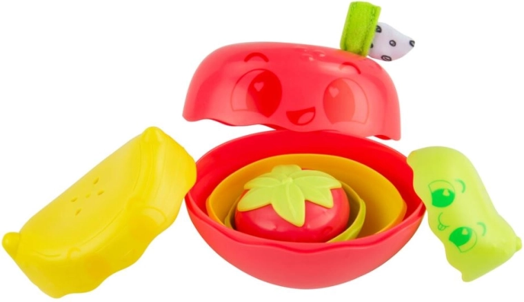 4 te openen fruitjes: stapelen en in elkaar schuiven