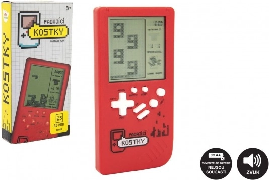 Digitale spel Vallende blokken puzzel plastic 7×14 cm op batterijen met geluid – Rood
