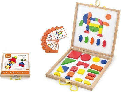 Magnetische houten bouwset in koffer, 42 onderdelen, 3+