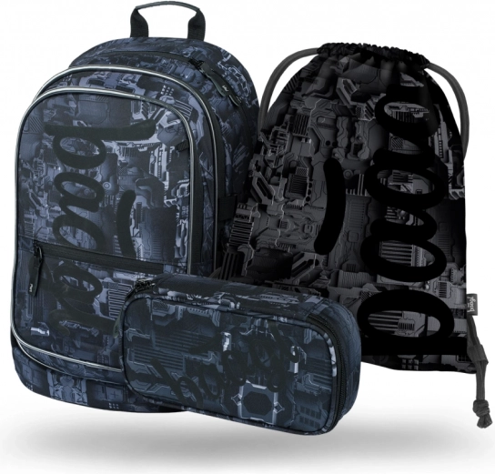 Školní set BAAGL Core Technic: rugzak, etui, gymsack