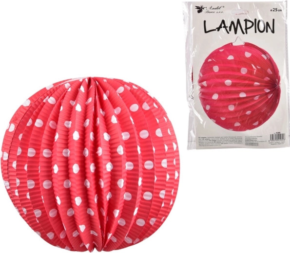 Papieren lampion met roze stippen 25 cm