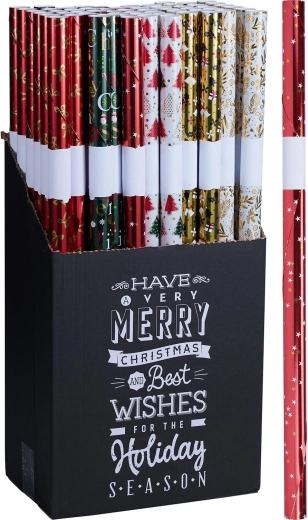 Kerstinpakpapier 0,7 × 2 m, mix van decoren - 1 stuk