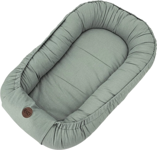 EKO katoenen babynestje donkerbeige 85 × 50 cm – Olijfgroen