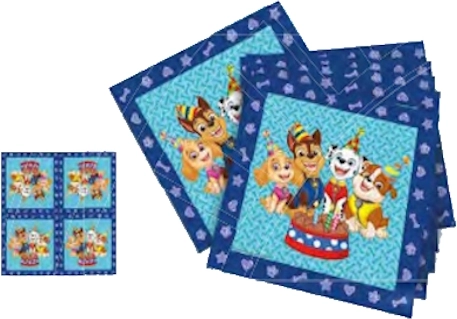 Paw Patrol blauwe servetten 33 × 33 cm, 3-laags (20 stuks)